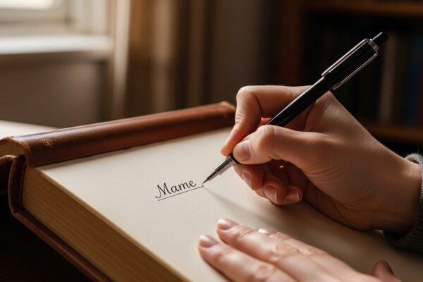 how to write your name on a book